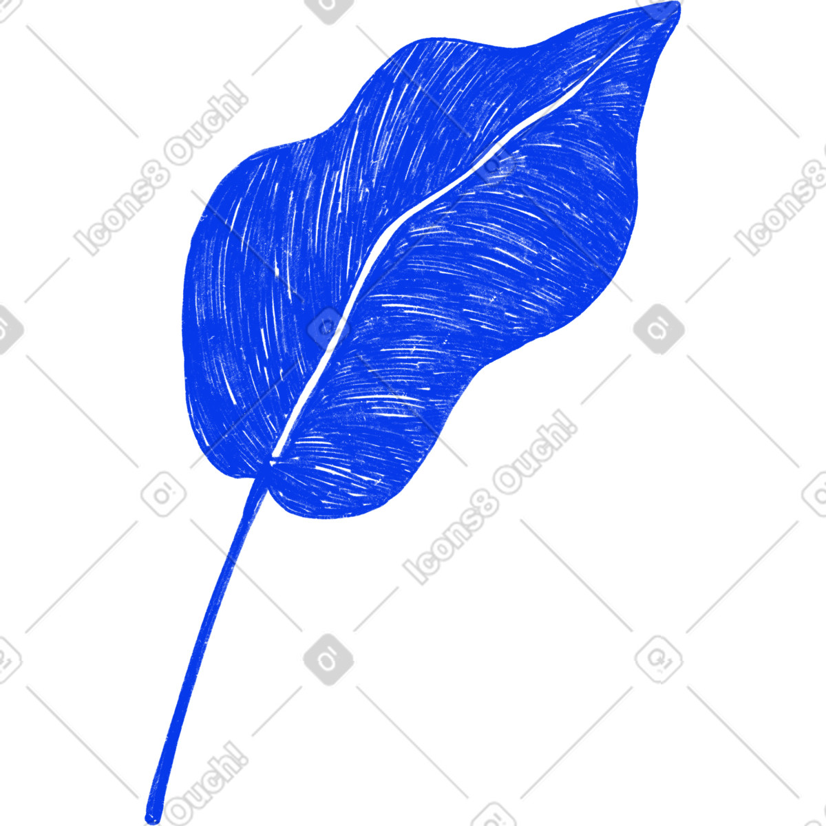 Biro 스타일의 Blue leaf plant 일러스트레이션 PNG, SVG 다운로드