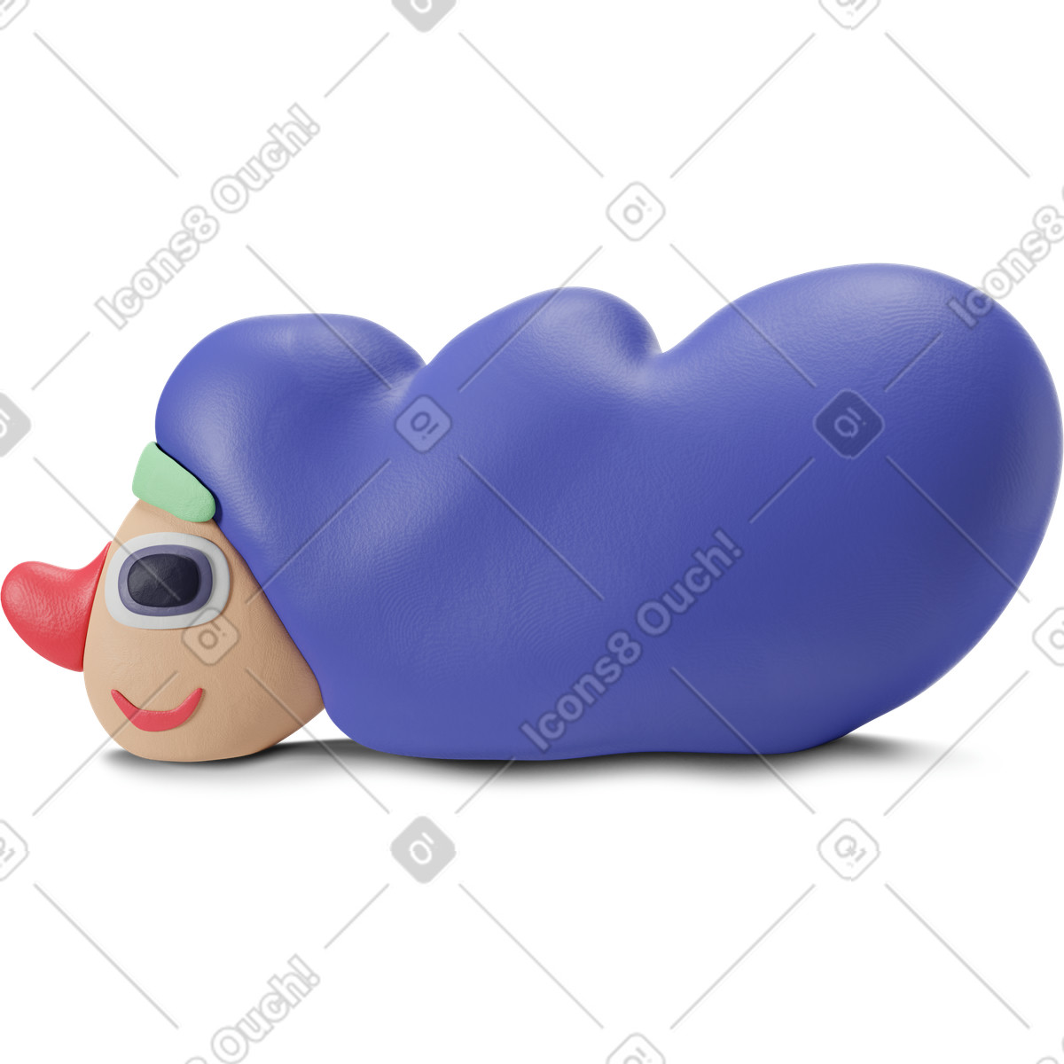 Blauhaariger frauenkopf-Illustration im 3D Stripy-Stil als Download in PNG, SVG
