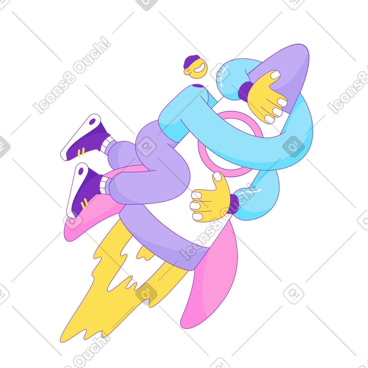 Illustration Guy volant sur une fusée dans le style Elastic à télécharger aux formats PNG, SVG