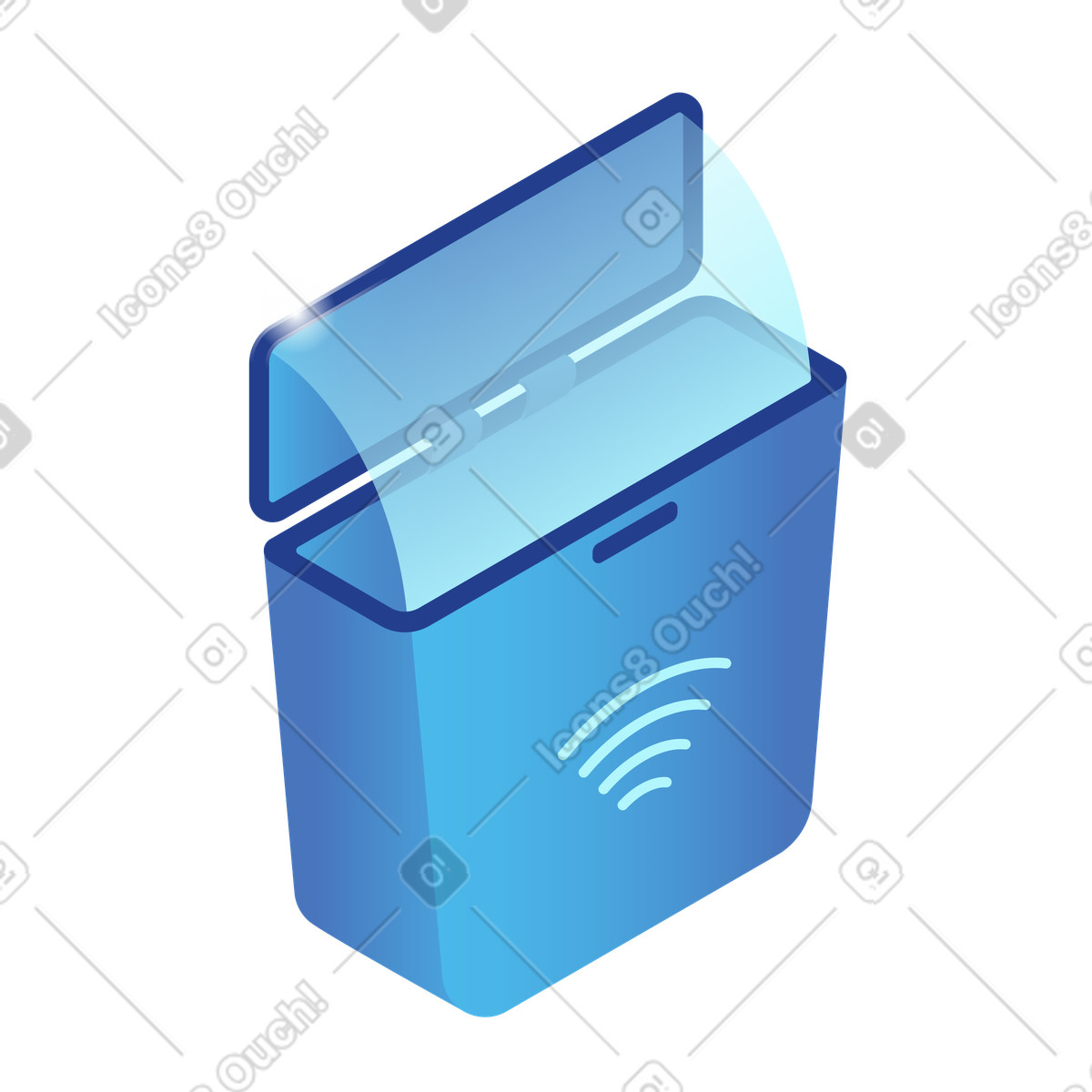 Wi-Fi enabled smart garbage bin for waste management illustration in Quantum style download in PNG, SVG