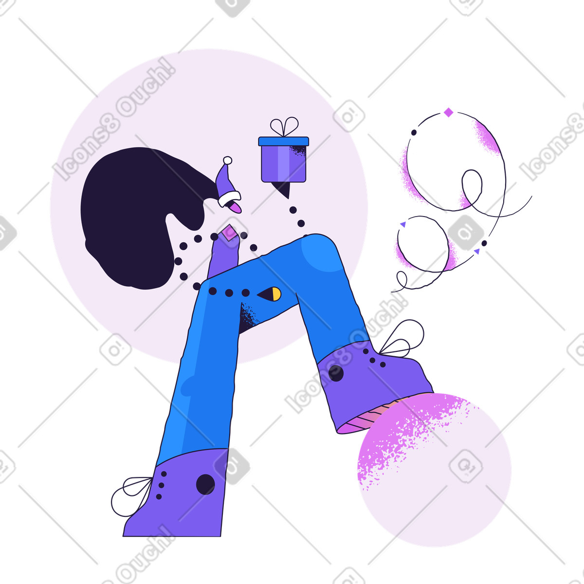 Weihnachtsgeschenk-Illustration im Conifer-Stil als Download in PNG, SVG