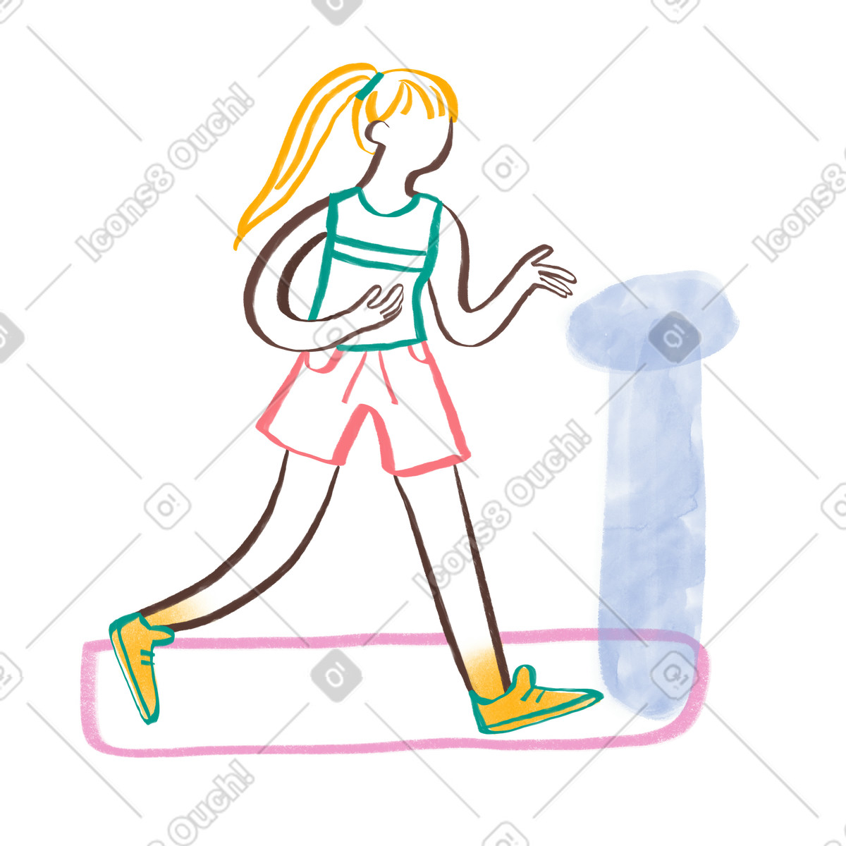 Runner using gym treadmill, Exercise and healthy lifestyle illustration in Company style download in PNG, SVG