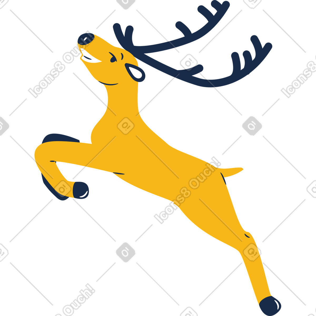 Ilustración Ciervo saltando presumiendo en estilo Flame a descargar en PNG y SVG