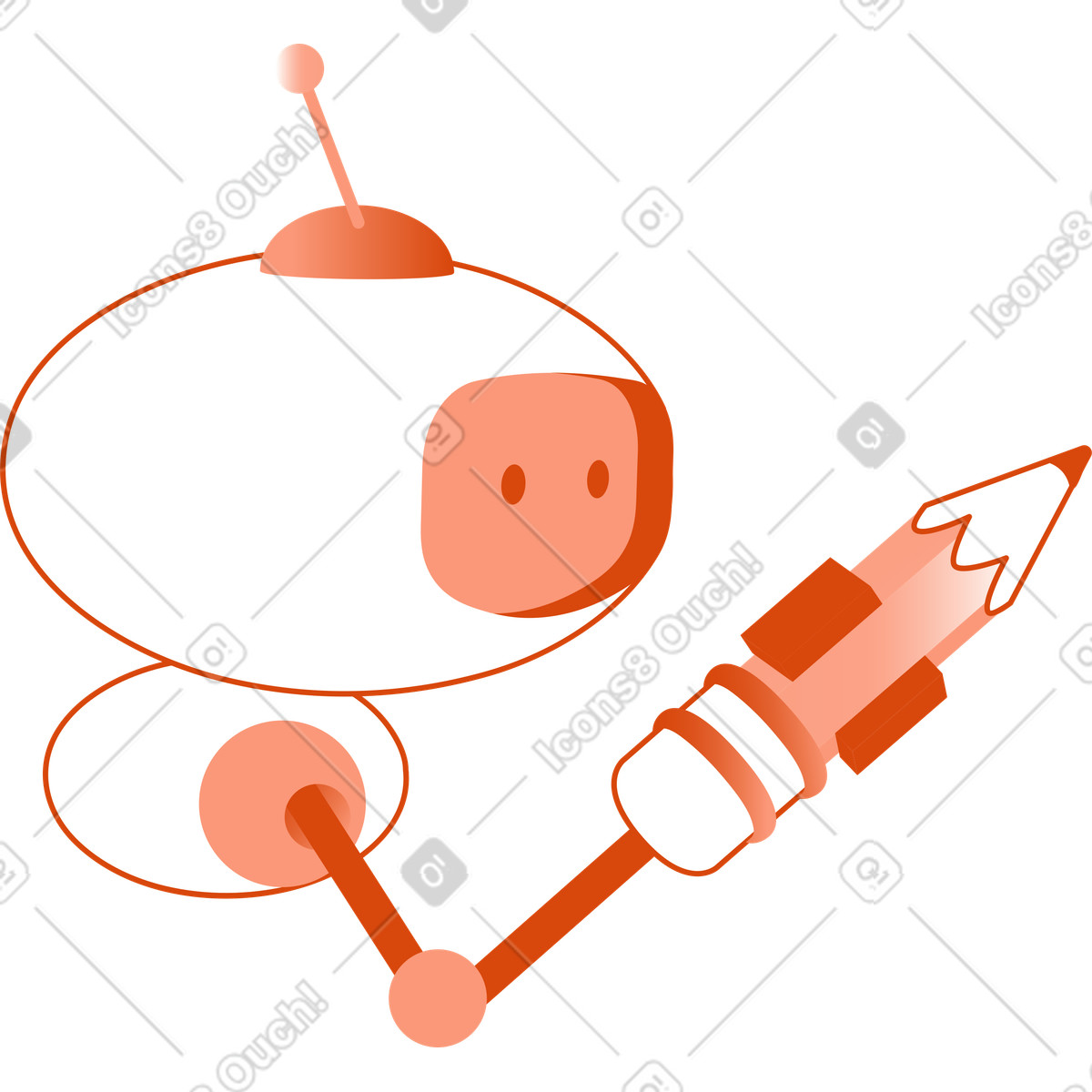 Иллюстрация Робот с карандашом в руке стиле Orange — скачать форматах PNG, SVG