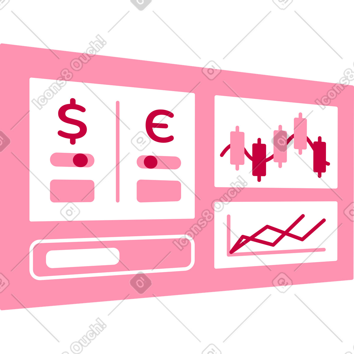Board of a financial market analytics illustration in PNG, SVG