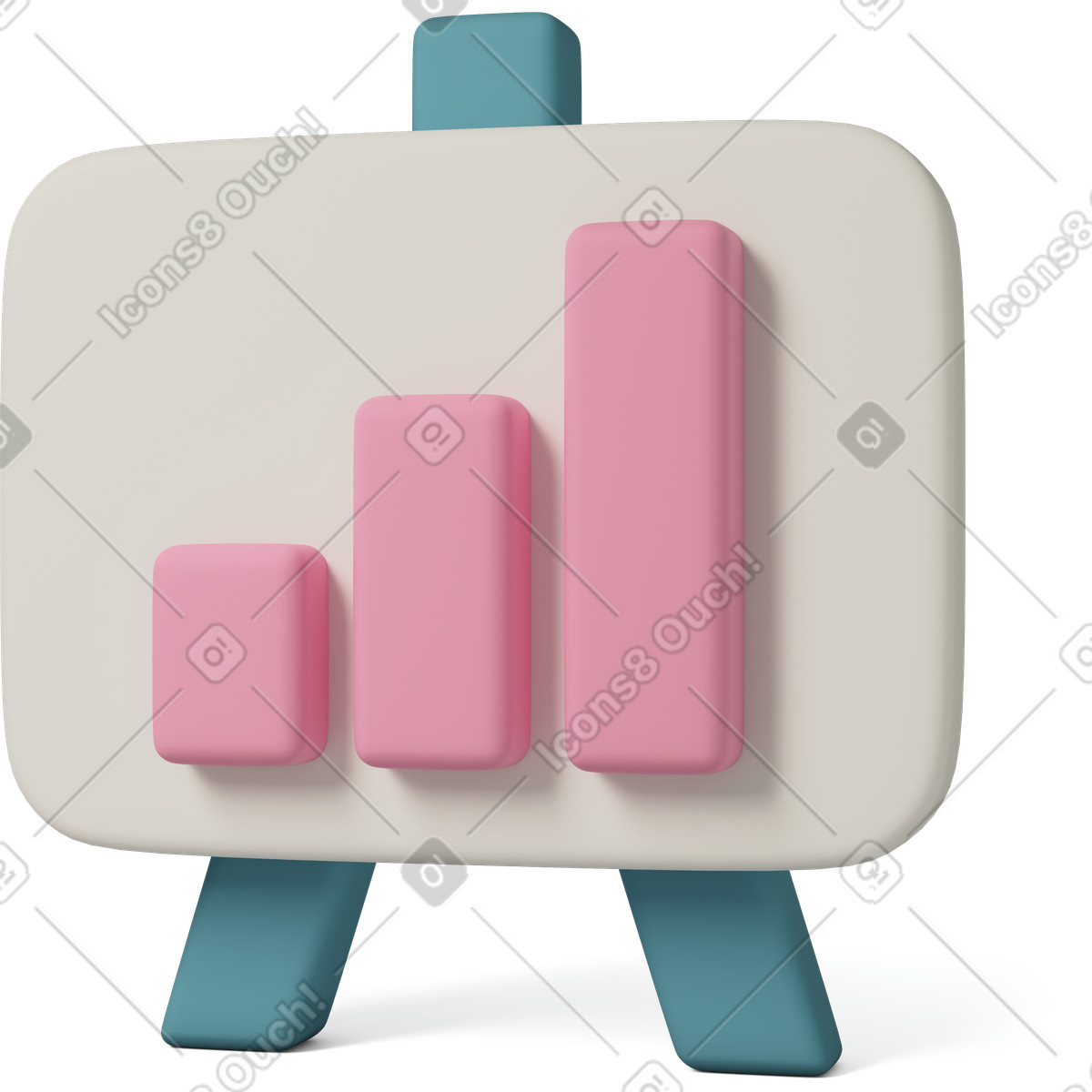 Ilustração de Bar chart on presentation board em no estilo 3D Casual life para baixar em PNG, SVG