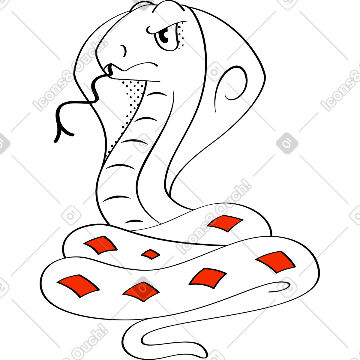 Cobra illustration in Looney style download in PNG, SVG