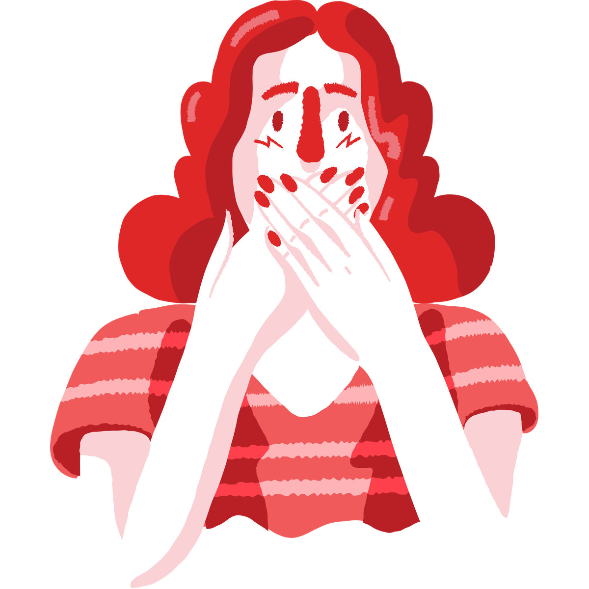No commenting and expressing shock by covering mouth with hands illustration in Cherry style download in PNG, SVG