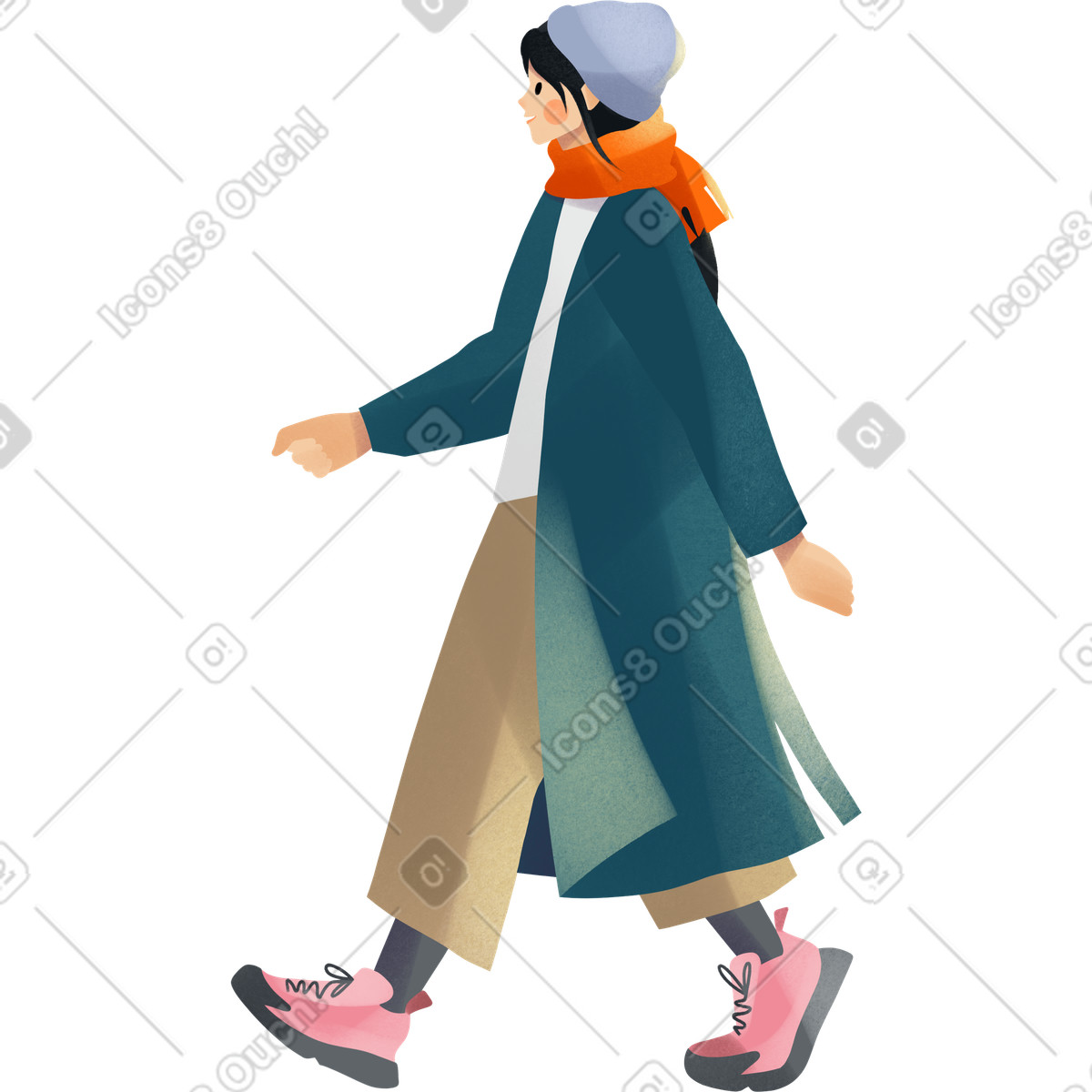Ilustração de Young woman walking em no estilo Shine para baixar em PNG, SVG