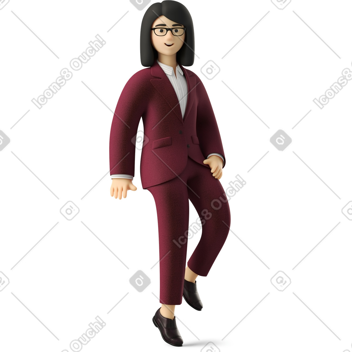 Иллюстрация Side view of sitting businesswoman in red suit в стиле 3D Business — скачать в форматах PNG, SVG