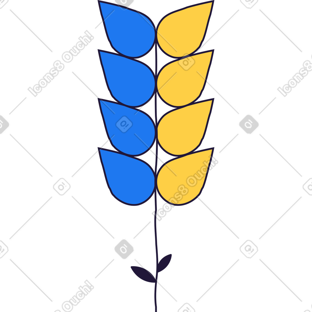 Weizen-Illustration im Conifer-Stil als Download in PNG, SVG