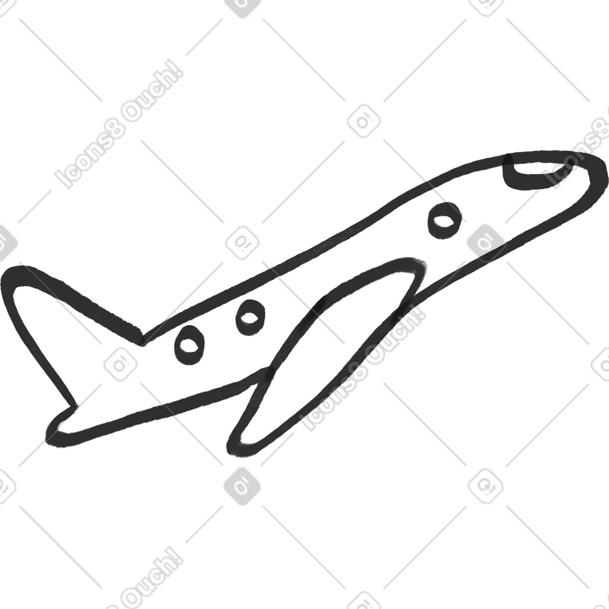 Flugzeug-Illustration im Inky-Stil als Download in PNG, SVG