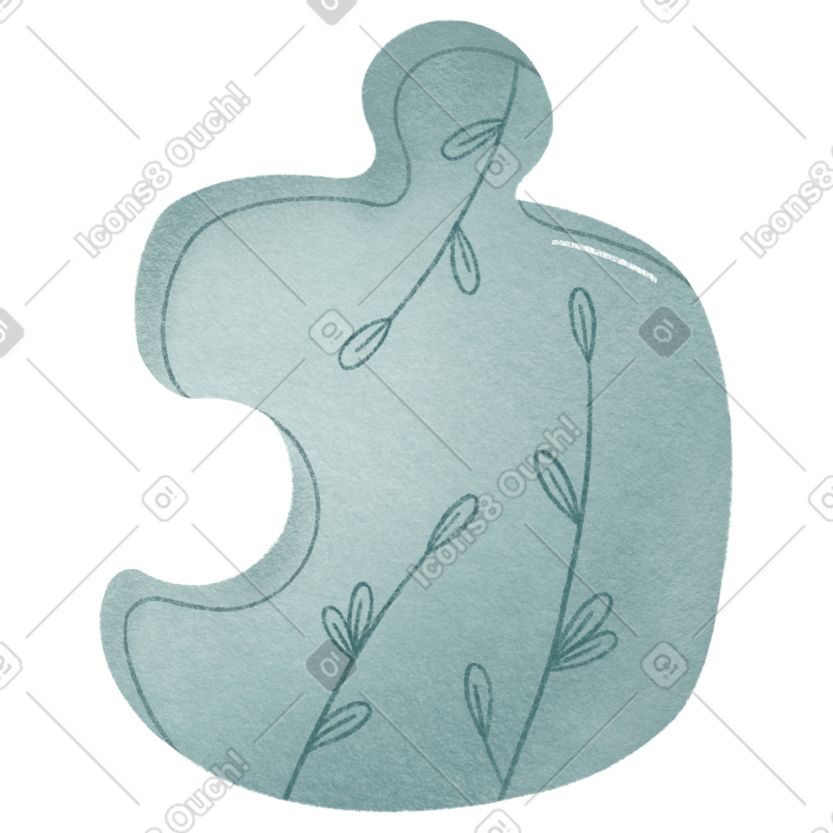 下载 Woolly 风格的 Blue puzzle with ornament 插画，支持 PNG、SVG 格式