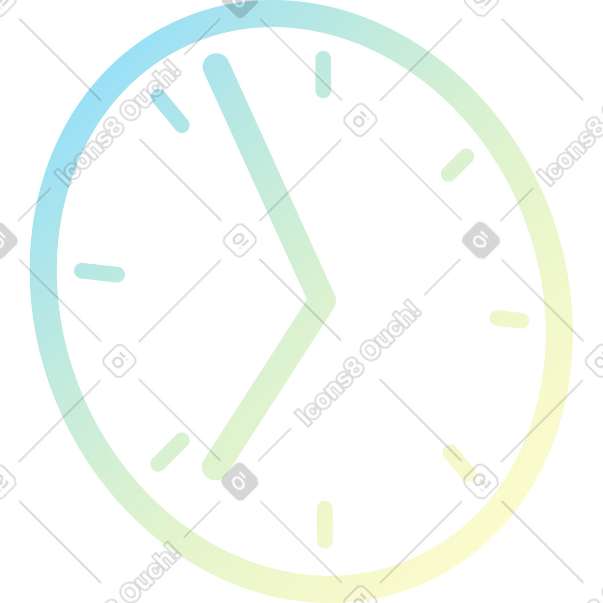 Gradient clock face illustration in Fizzy style download in PNG, SVG
