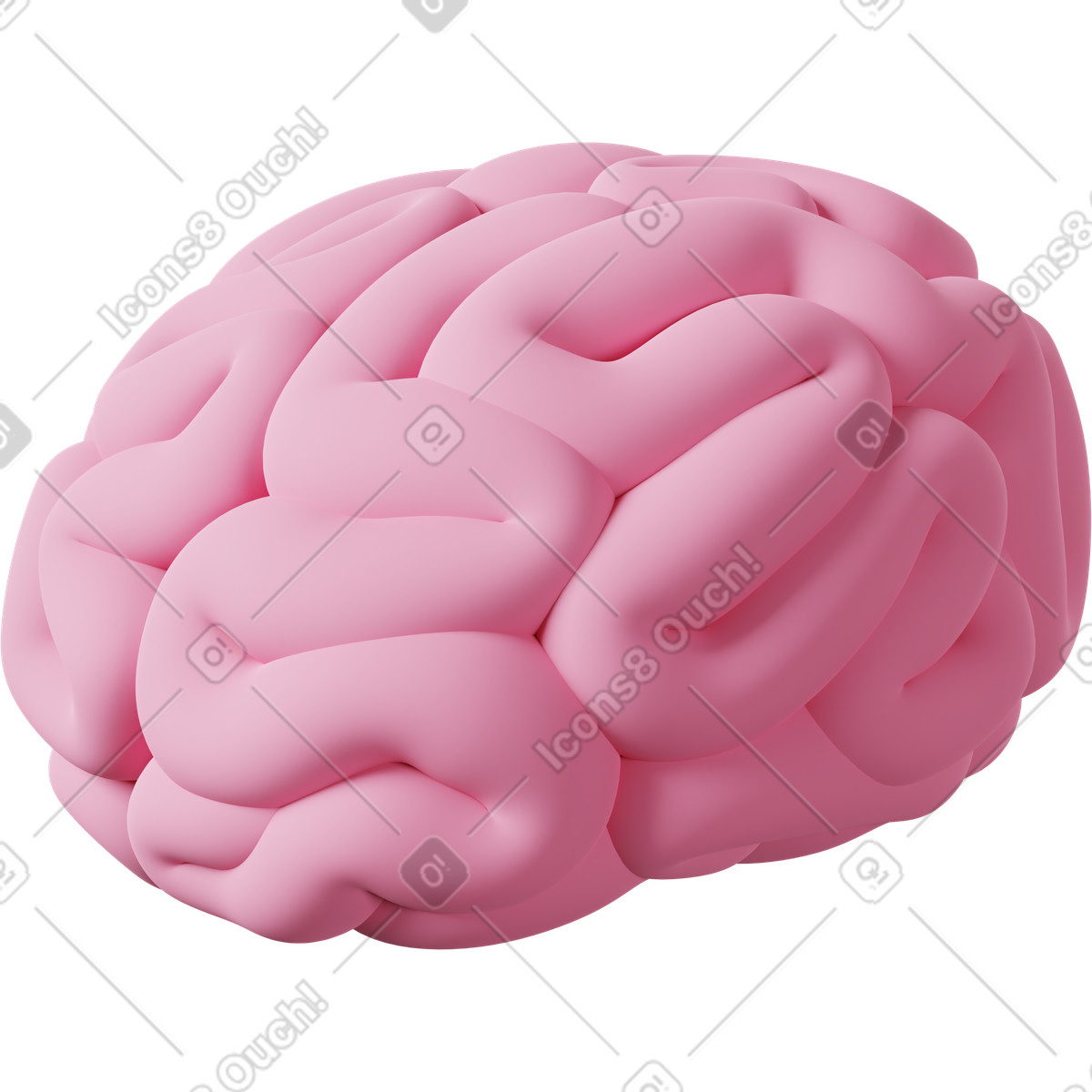 3D Casual life 스타일의 Pink brain 일러스트레이션 PNG, SVG 다운로드