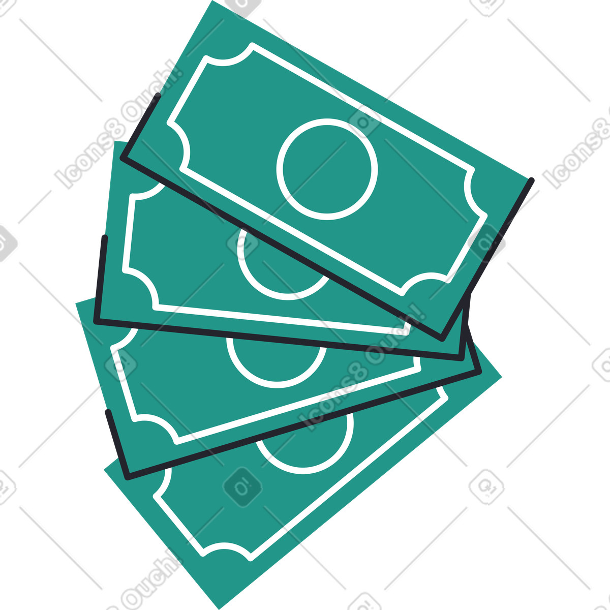 Viele geldscheine-Illustration im Boba-Stil als Download in PNG, SVG