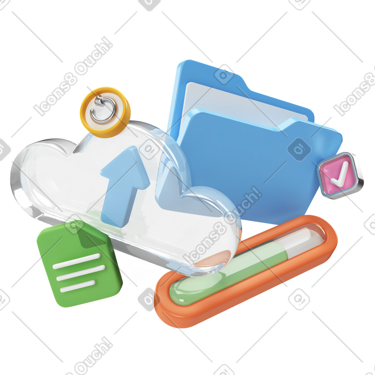 Cloud storage and file upload illustration in PNG, SVG
