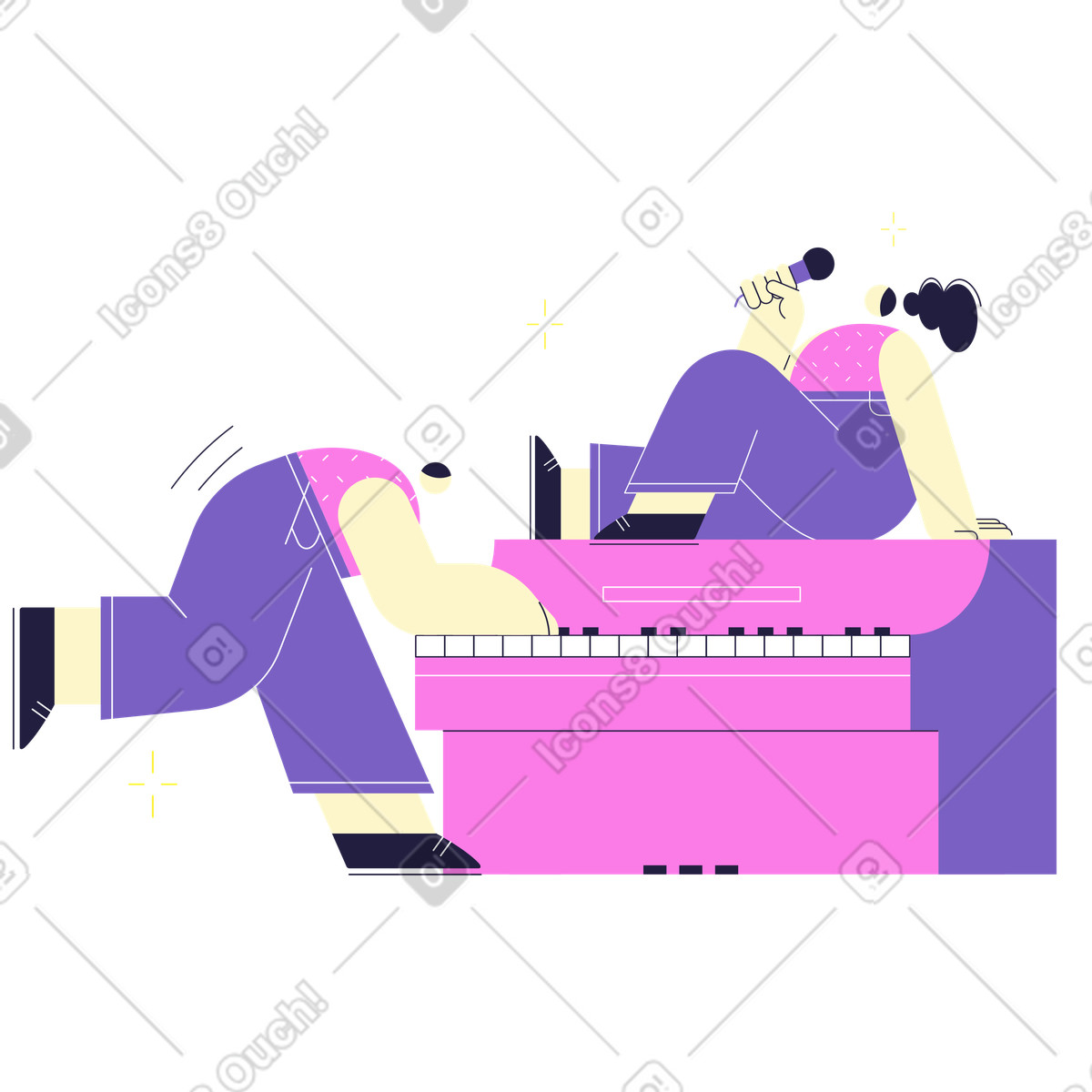 Иллюстрация Игра на фортепиано и пение в PNG и SVG