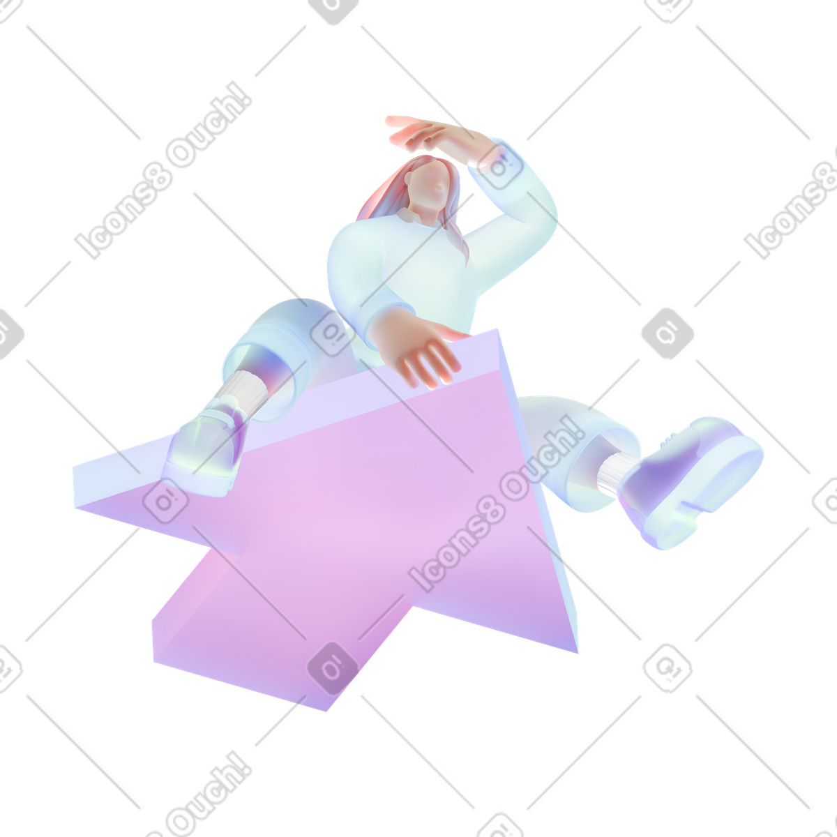 3D Airy スタイルの カーソルの上に座っている人 のアニメーションイラストをGIF、Lottie (JSON)、AEでダウンロード
