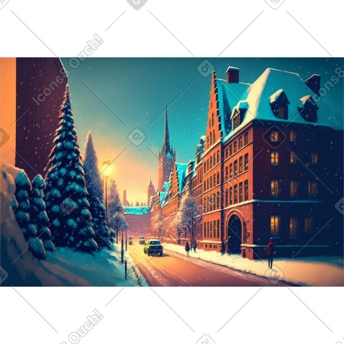 Ilustración Fondo de calle ciudad navidad 3d en estilo Experimental a descargar en PNG y SVG