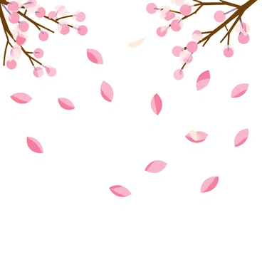 A flurry of pink cherry blossom petals swirling gently in the air, each petal displaying delicate shades of pink and soft white. The scene captures the petals being caught by a gentle breeze, creating a dynamic sense of movement. Some petals drift gracefully downwards while others are lifted upward, dancing playfully in the sunlight. In the background, hints of a blue sky and leafy branches can be subtly suggested.