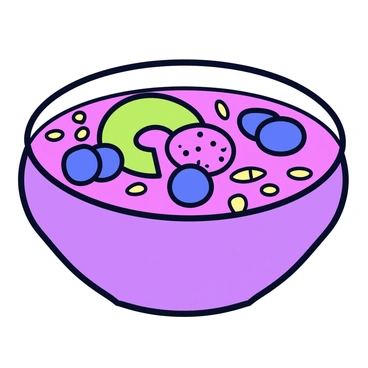 A round smoothie bowl filled with a vibrant blend of pink and purple smoothie, showcasing its rich color. The bowl is topped with bright green slices of amla, scattered blueberries, raspberries, and a mix of crunchy seeds such as chia and sunflower seeds. The smoothie bowl is placed on a simple wooden surface, enhancing the colorful toppings.
