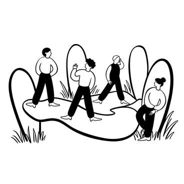 A person walking along a winding path surrounded by tall, variously shaped mirrors. Each mirror reflects a different silhouette of the individual, showcasing distinct aspects of their identity such as a confident posture, a thoughtful stance, and a carefree demeanor. The path is bordered by textured grass, and the mirrors are set at different angles, creating a kaleidoscope of reflections. The scene captures an exploration of self through these reflections, illustrating the complexity of identity.