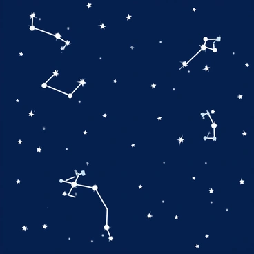 A night sky filled with twinkling stars, showcasing constellations that resemble "fourchettes." The stars are scattered across the dark blue canvas of the sky, with some constellations clearly outlined in a delicate, minimalist design. The "fourchettes" are depicted with subtle lines connecting the stars, creating the shapes distinctively. The overall scene conveys a tranquil ambiance, with the twinkling stars providing a sense of depth and wonder.