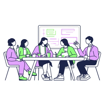 A roundtable discussion with diverse participants sharing ideas respectfully