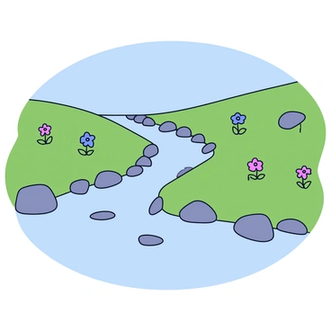 A peaceful creek with stones forming a natural musical scale