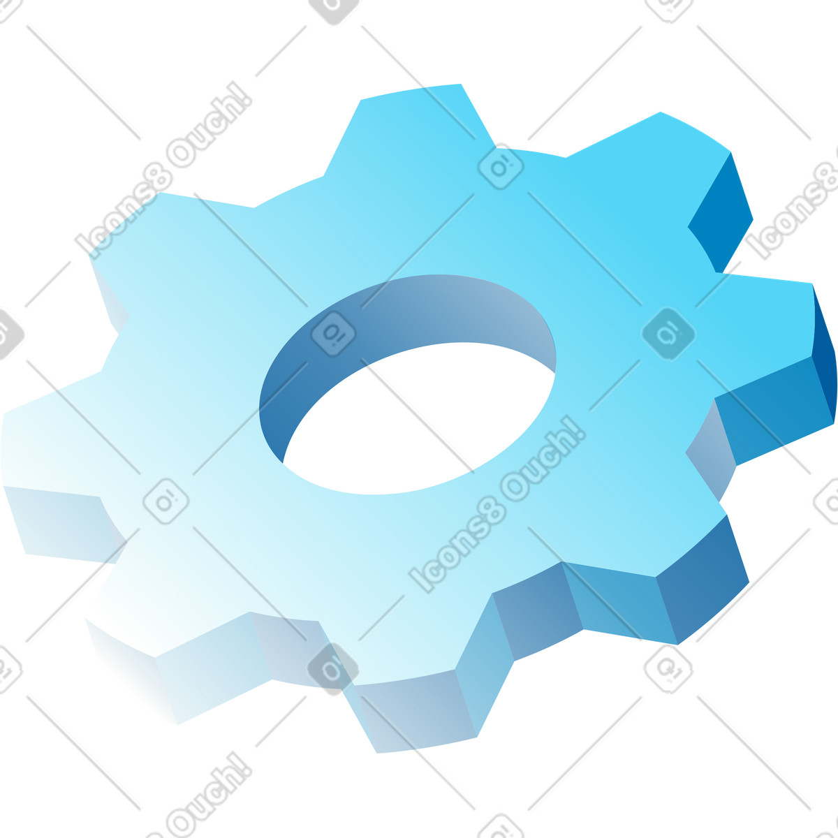 Blue gearwheel-Illustration im Icy-Stil als Download in PNG, SVG