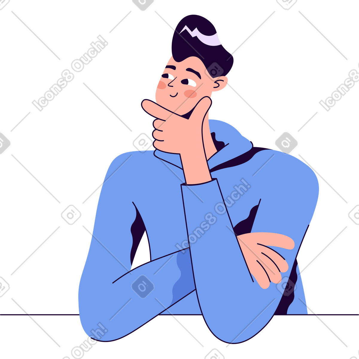 Thoughtful man looking into the distance illustration in Martina style download in PNG, SVG