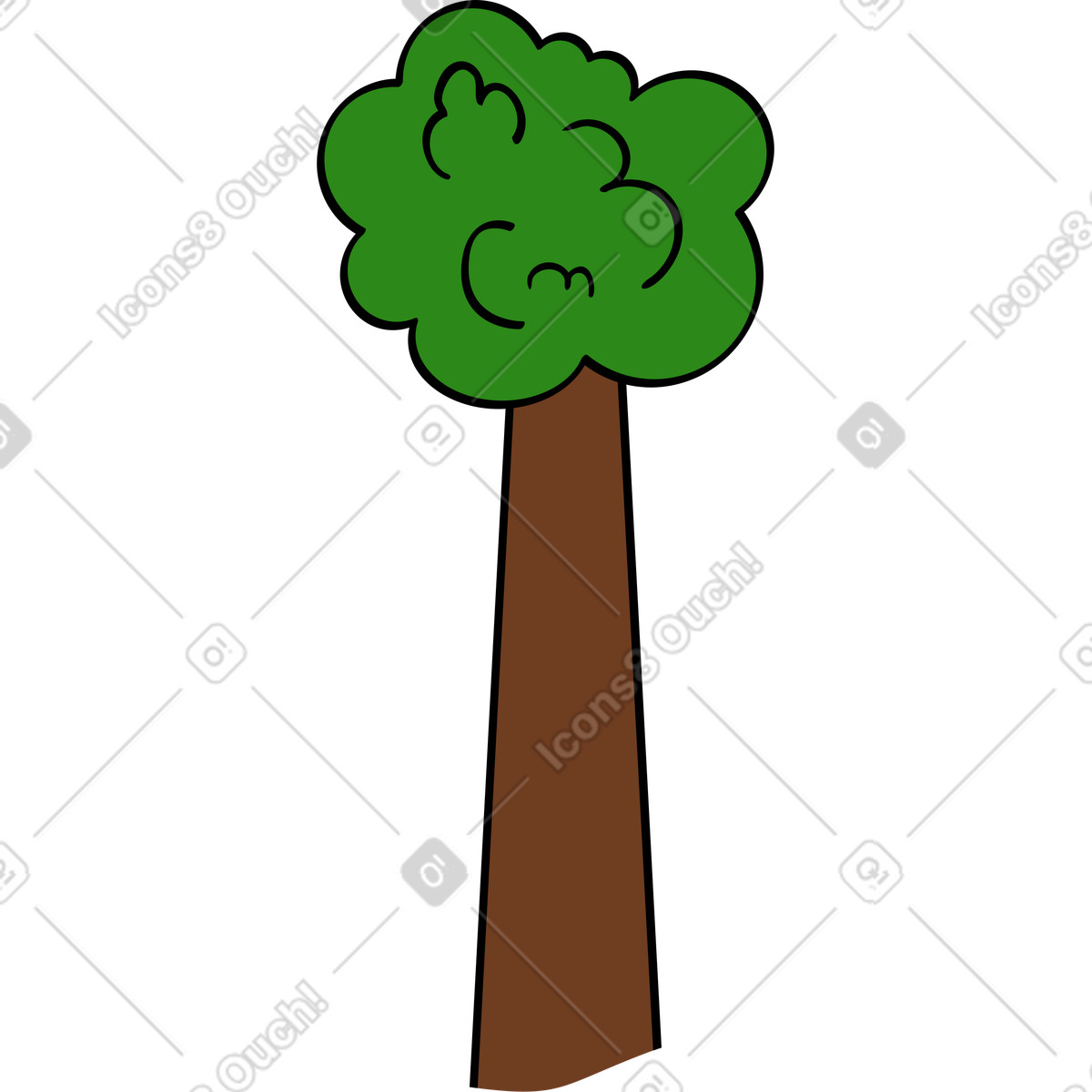 Tall tree illustration in Comic style download in PNG, SVG