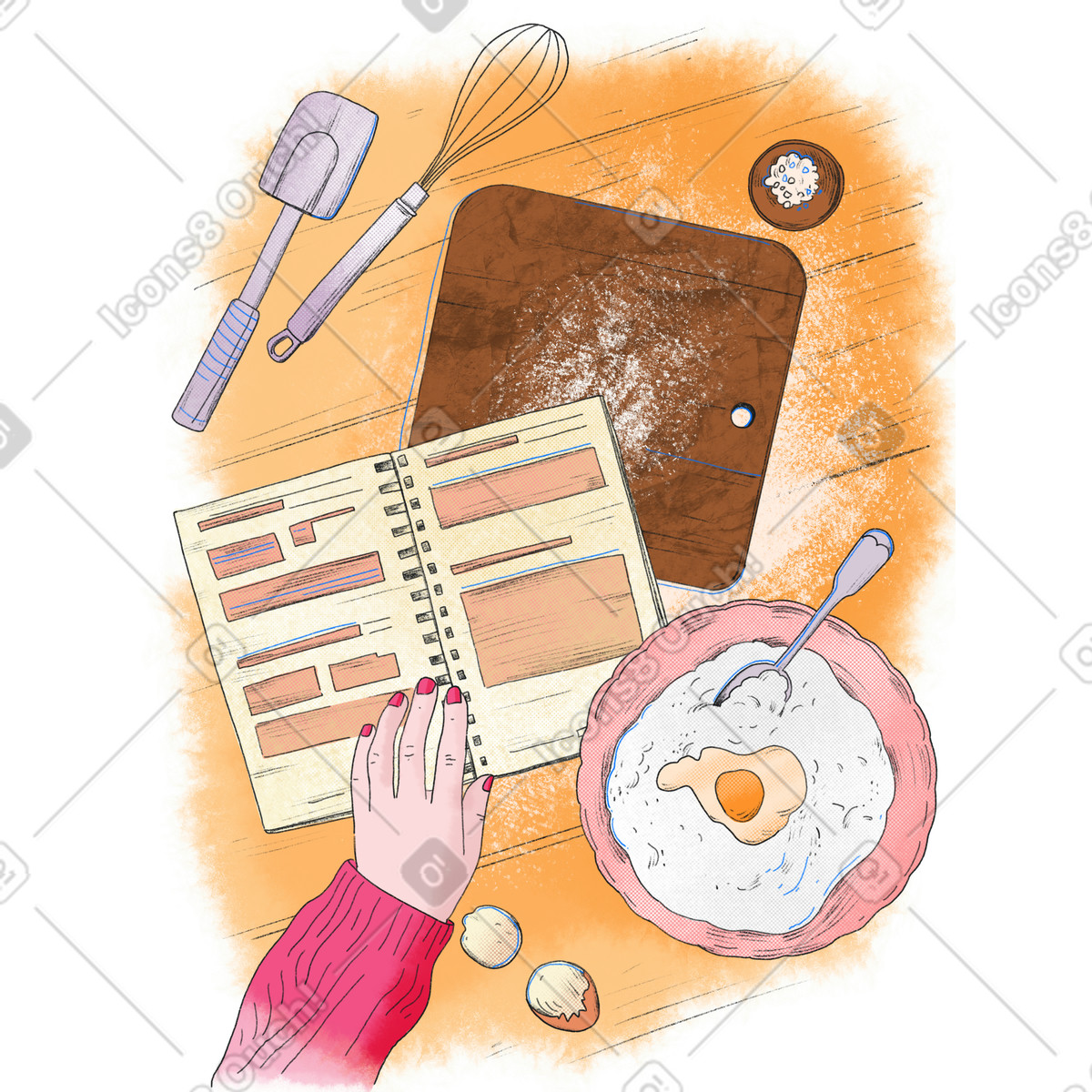 Moments スタイルの Baking according to the recipe のイラストをPNG、SVG形式でダウンロード