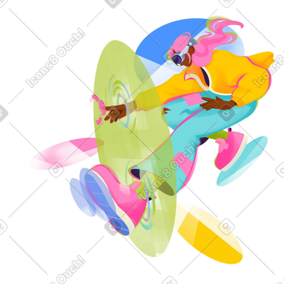 Dynamic 스타일의 Young woman surfing metaverse in vr glasses 일러스트레이션 PNG, SVG 다운로드