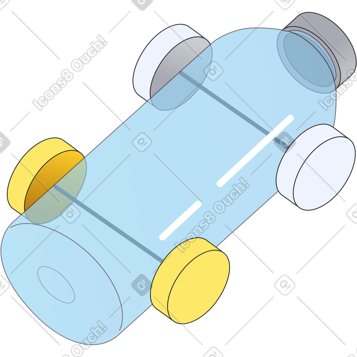 Bottle with wheels illustration in Kit style download in PNG, SVG
