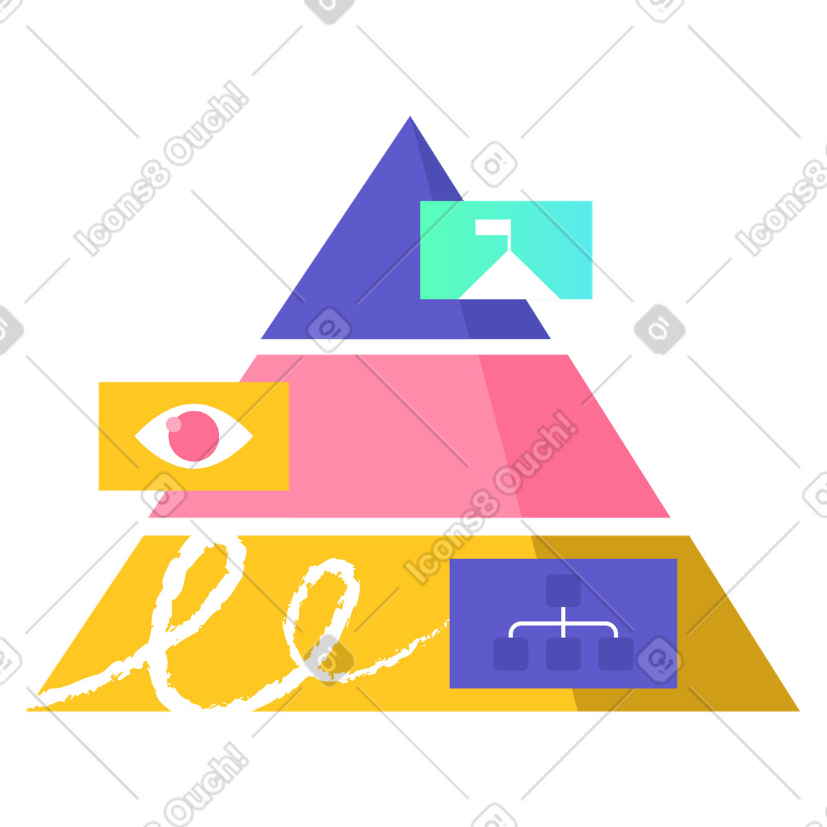 Business objective hierarchy model, Organizational strategy pyramid mission to execution illustration in PNG, SVG