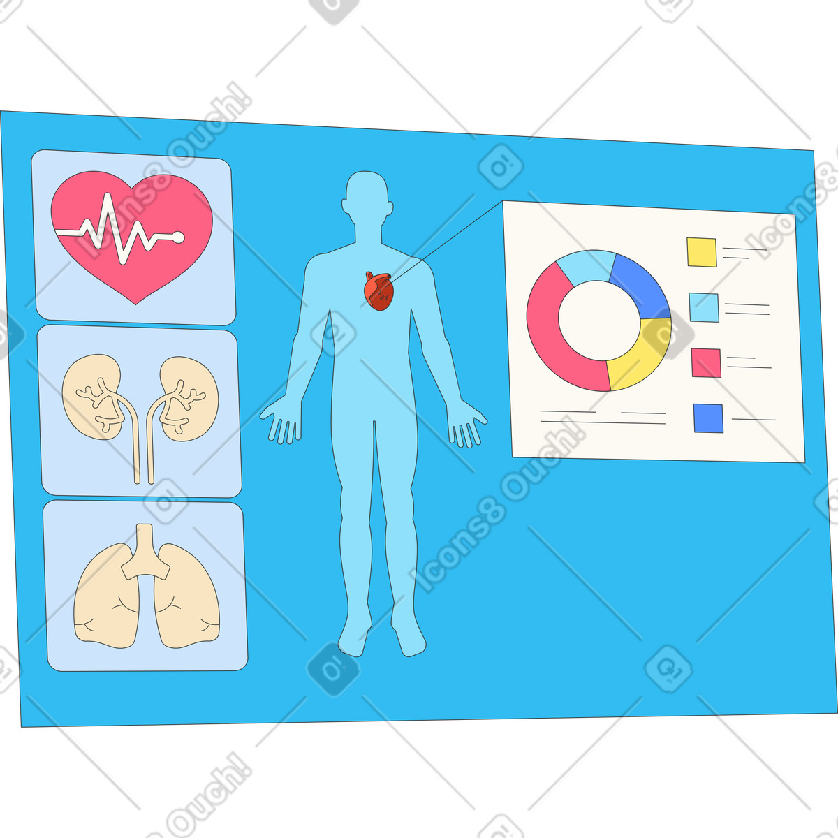 Menschliche digitale gesundheitsschnittstelle animierte Illustration im Kit-Stil als Download in GIF, Lottie (JSON), AE