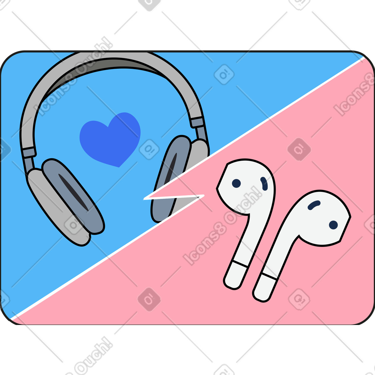 下载 Kindy 风格的 耳机和耳塞的比较 插画，支持 PNG、SVG 格式