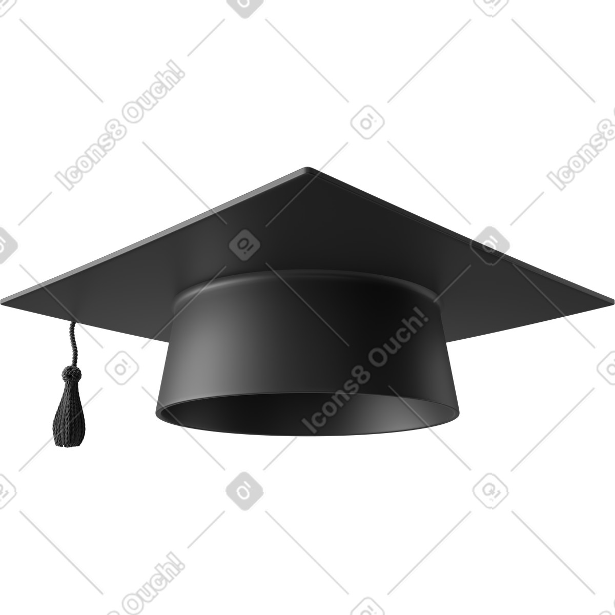 Black graduation cap-Illustration im 3D Business-Stil als Download in PNG, SVG