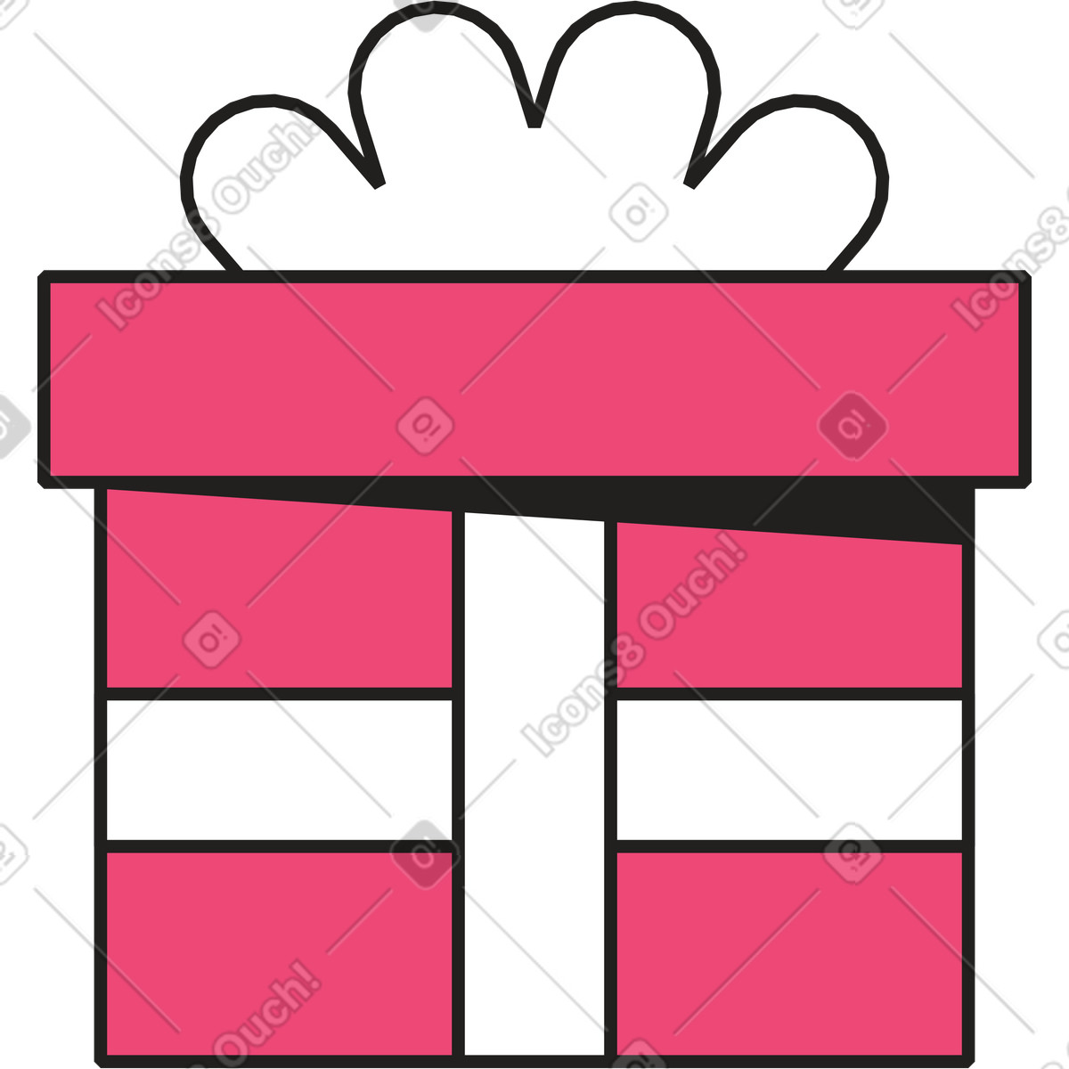 Pink gift box illustration in Dazzle Line style download in PNG, SVG