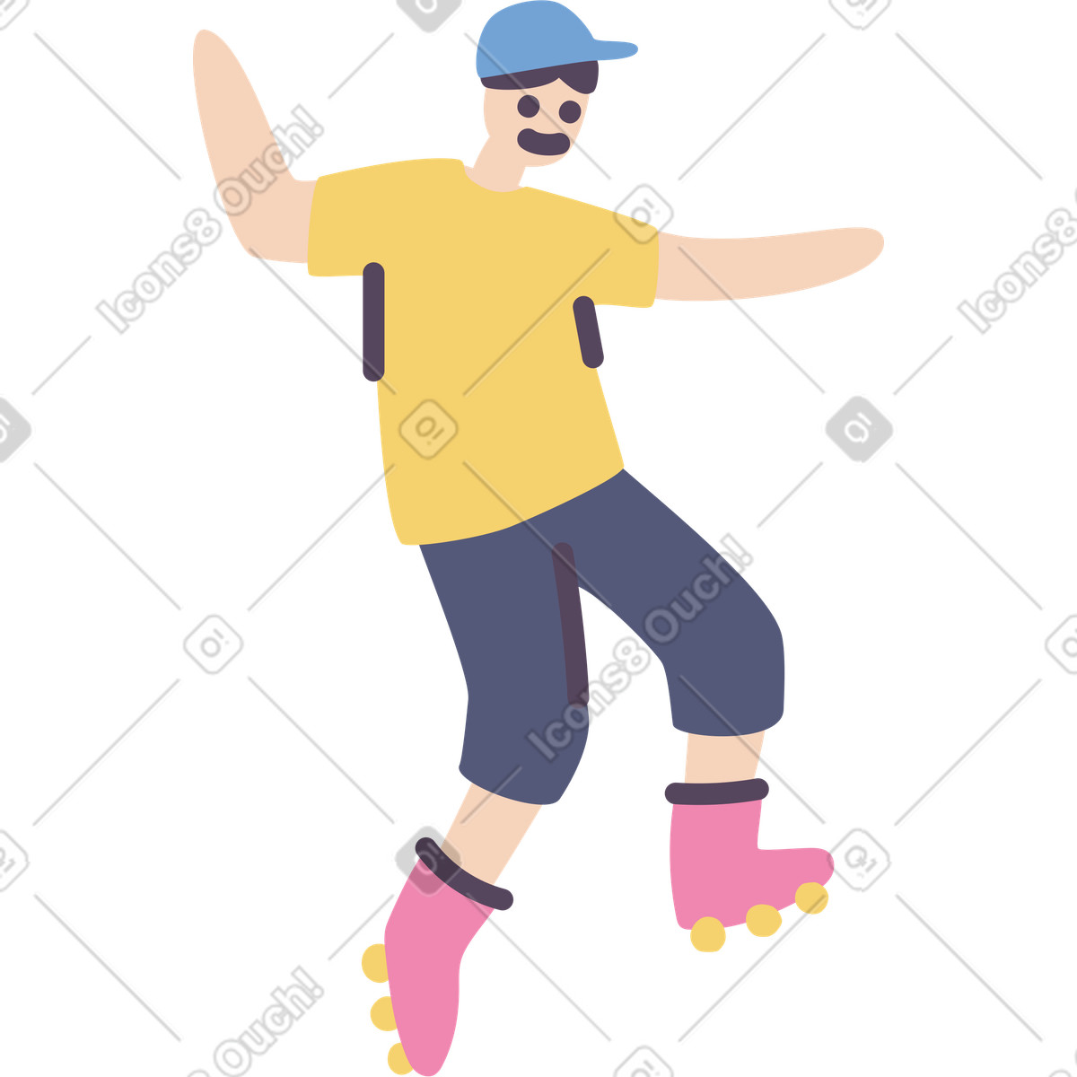 Roller skater-Illustration im Pluto-Stil als Download in PNG, SVG