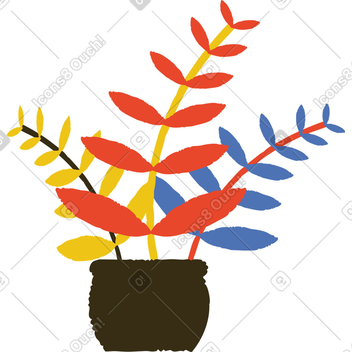 Illustration Plante en pot dans le style Bermuda à télécharger aux formats PNG, SVG