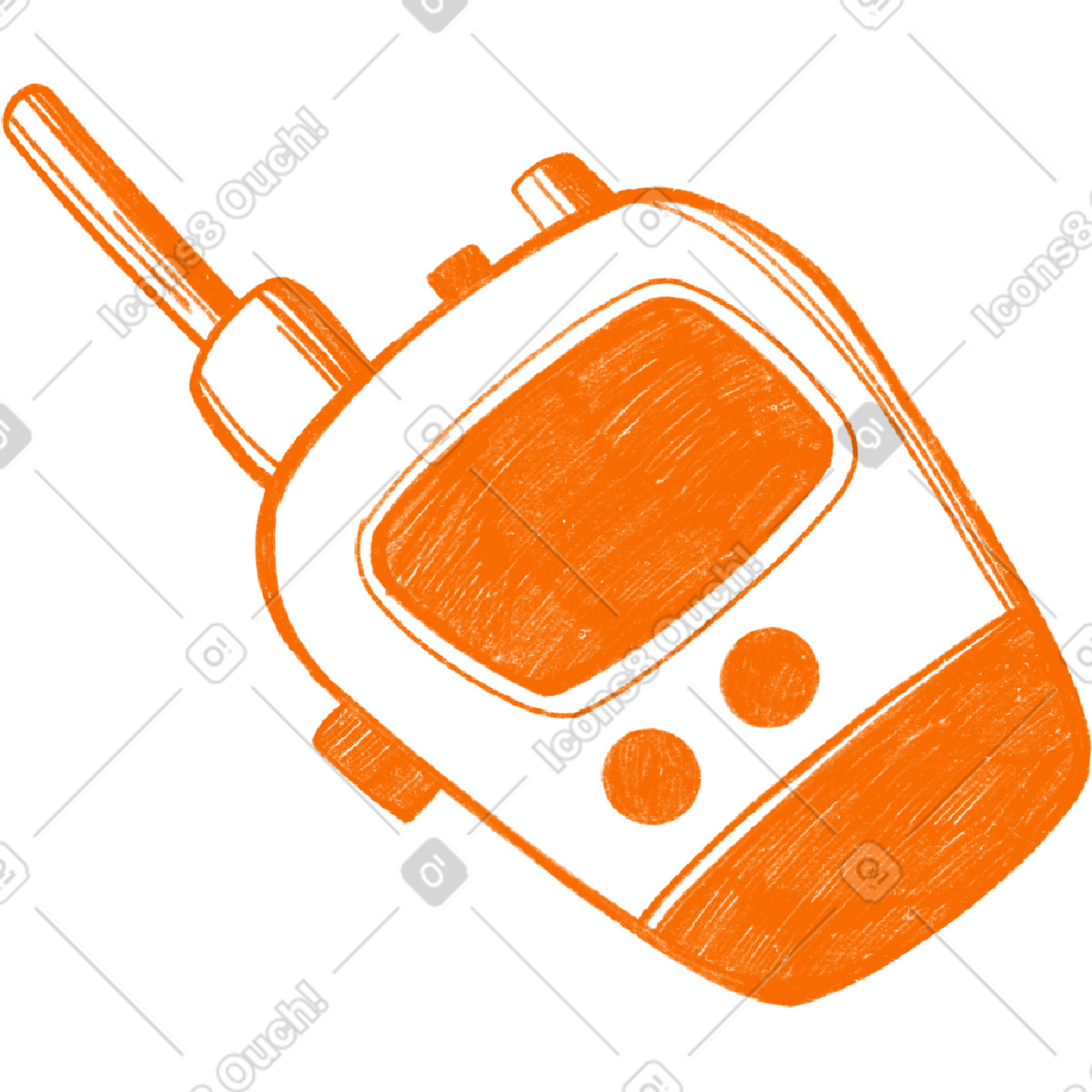 Illustration Orange police or security guard walkie-talkie dans le style Biro à télécharger aux formats PNG, SVG