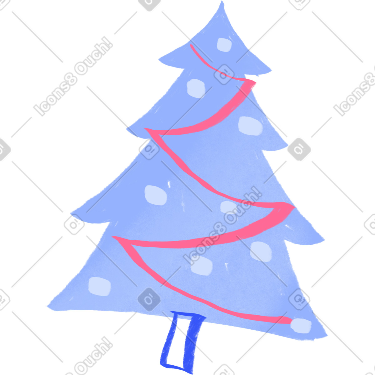 Christmas tree with decorations illustration in Quirky style download in PNG, SVG