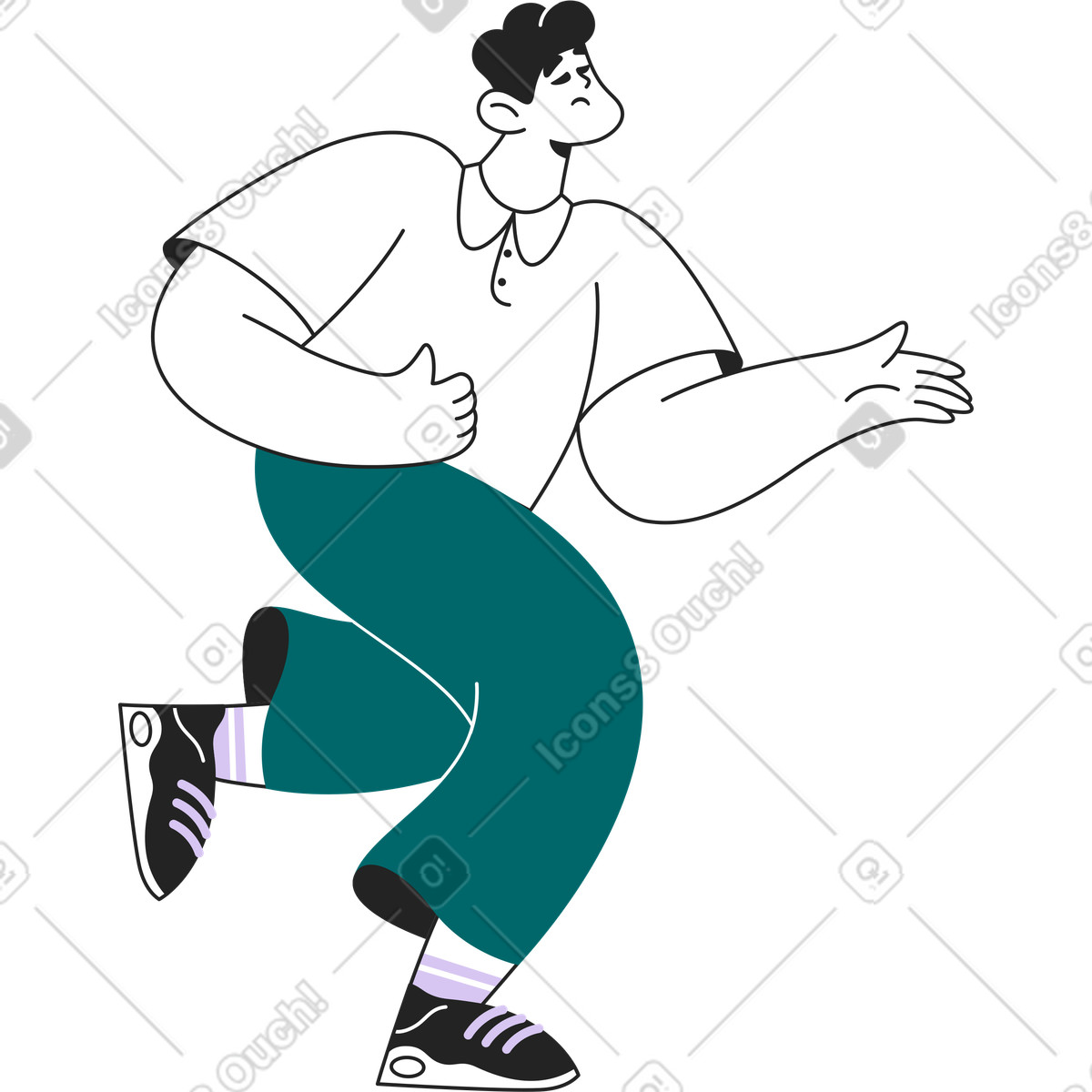Ilustração de Homem correndo estendeu a mão em no estilo Sammy Line para baixar em PNG, SVG