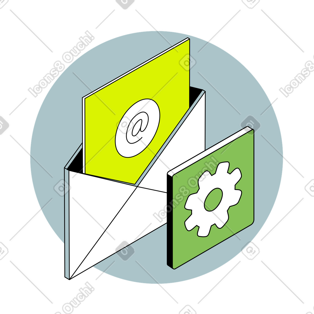 Isometric email settings icon illustration in style download in PNG, SVG