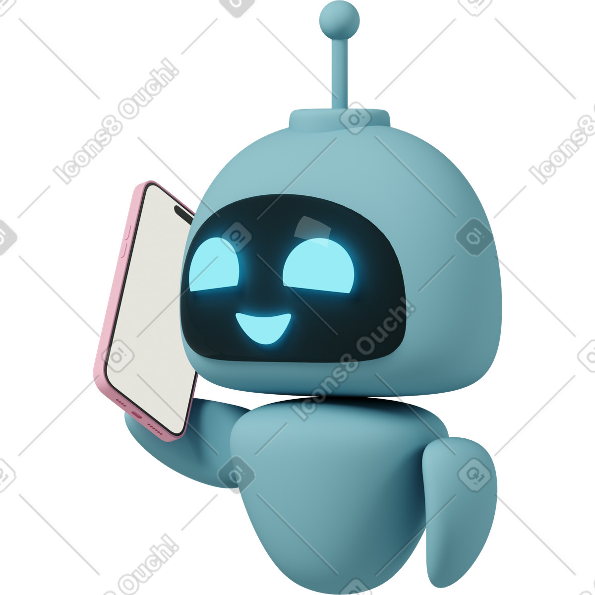 Ilustración Gpt robot calling on phone en estilo 3D Casual life a descargar en PNG y SVG