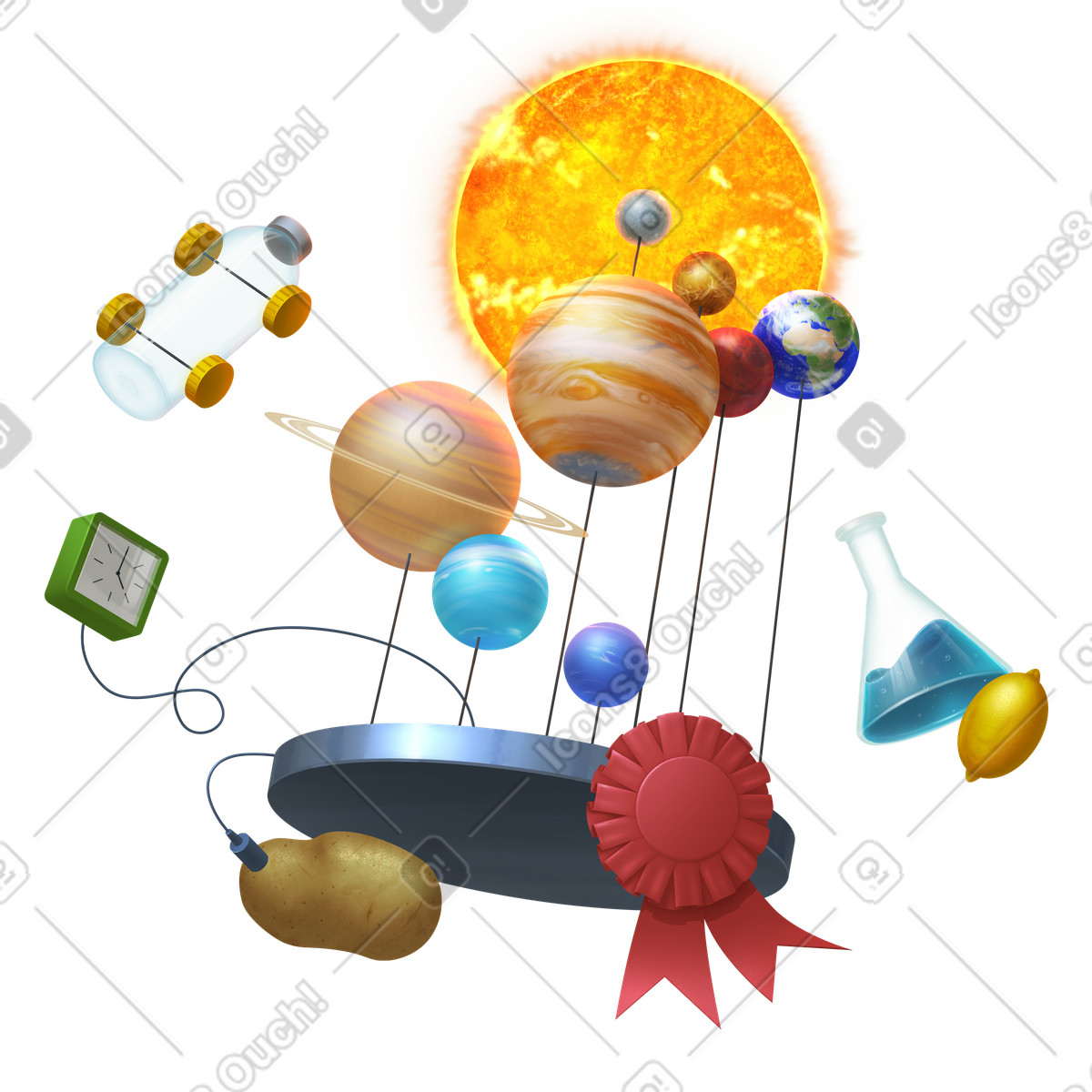 School project for science fair illustration in Props style download in PNG, SVG