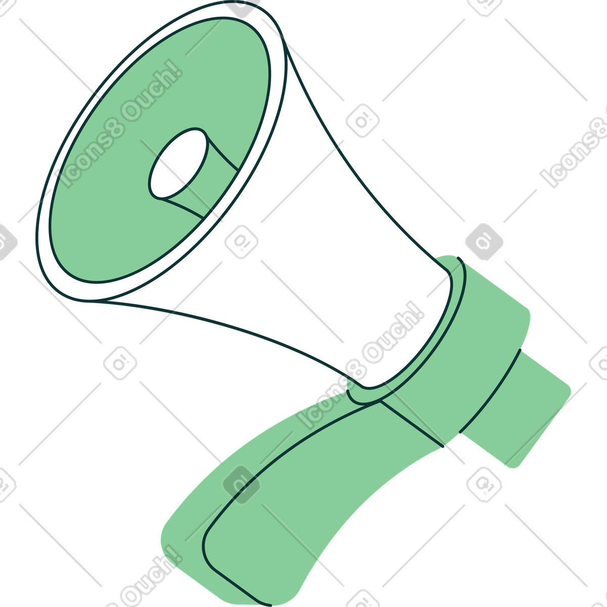 Megafono verde e bianco illustrazione in stile Florid scarica in PNG, SVG